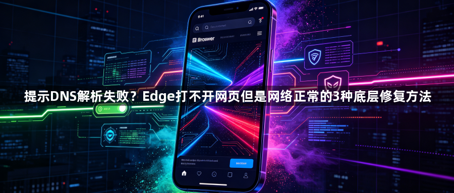提示DNS解析失败？Edge打不开网页但是网络正常的3种底层修复方法1